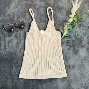 H&M Ribbed V-Neck Camisole Tank - Beige